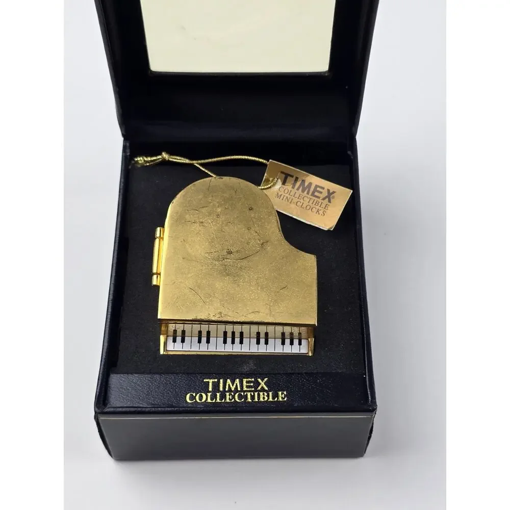 Timex quartz mini clock Desktop / Shelf grand Piano mint in box -needs battery